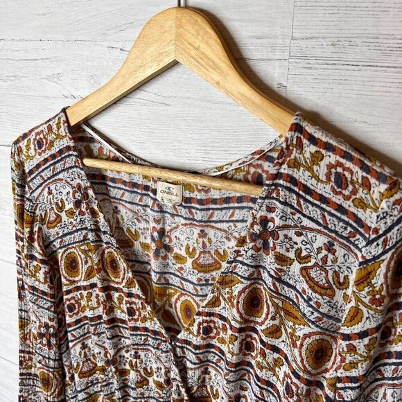 O'Neill Romper Womens Size Small Wrap Boho Floral Earth Tones Drawstring Hippy - Picture 11 of 16